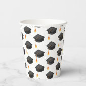 Gobelets En Papier Motif Casquette simple de la graduation noire (Verso)