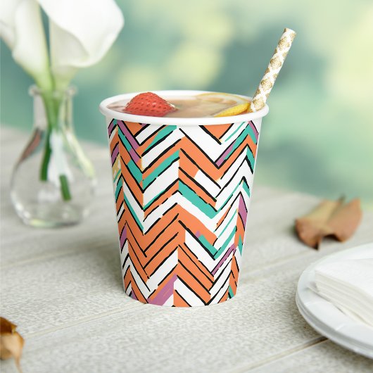 Gobelets En Papier Motif Chevron couleur gras Herringbone