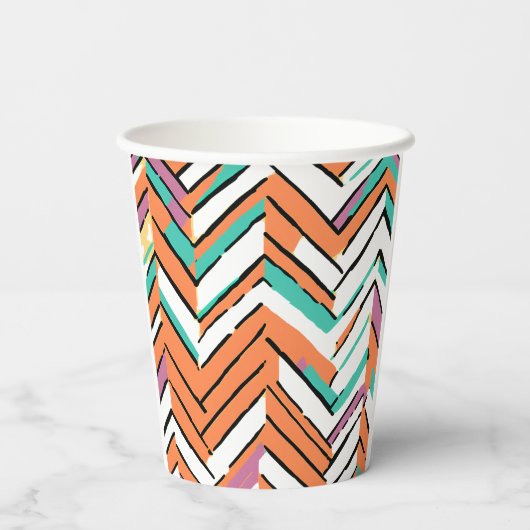 Gobelets En Papier Motif Chevron couleur gras Herringbone (Verso)