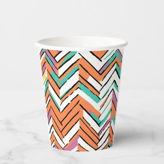 Gobelets En Papier Motif Chevron couleur gras Herringbone (Recto)