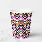 Gobelets En Papier Motif Chevron Noir, Orange Et Rose (Droite)