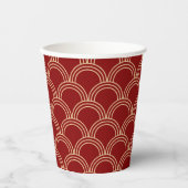 Gobelets En Papier Motif chinois traditionnel rouge et or (Recto)