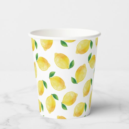 Gobelets En Papier Motif citron aquarelle (Verso)