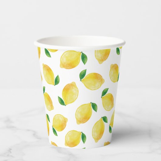 Gobelets En Papier Motif citron aquarelle (Recto)