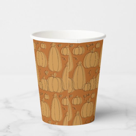 Gobelets En Papier Motif Citrouille d'automne moderne à Orange (Droite)