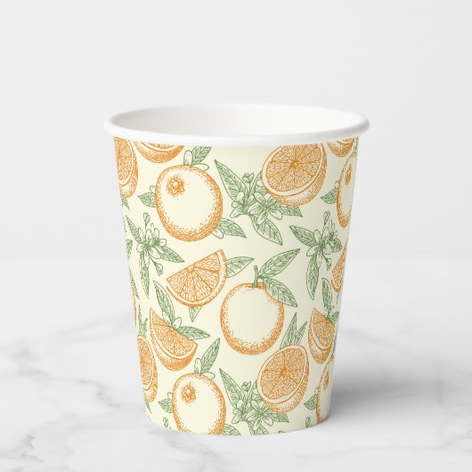Gobelets En Papier Motif classique aux fruits orange (Verso)