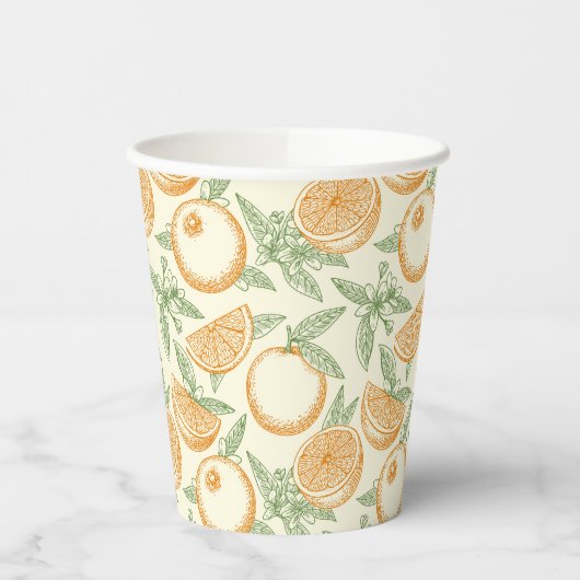 Gobelets En Papier Motif classique aux fruits orange (Gauche)