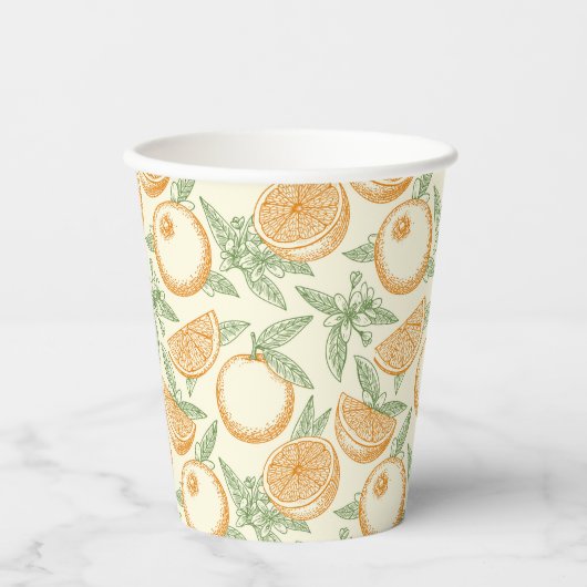 Gobelets En Papier Motif classique aux fruits orange (Recto)