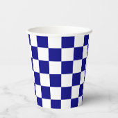 Gobelets En Papier Motif classique en damier bleu foncé et blanc (Verso)
