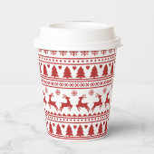 Gobelets En Papier Motif classique rouge scandinave de Noël (Verso)