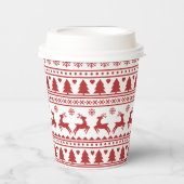 Gobelets En Papier Motif classique rouge scandinave de Noël (Recto)