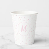 Gobelets En Papier Motif Coeur rose Fille Romantique Monogramme (Recto)