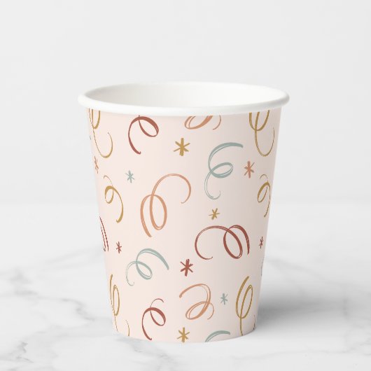 Gobelets En Papier Motif Confetti rose (Recto)