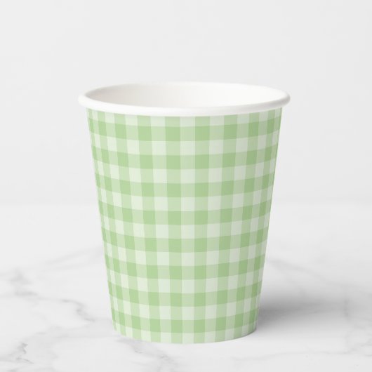 Gobelets En Papier Motif damier vert (Recto)