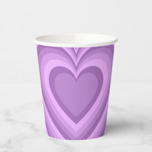 Gobelets En Papier Motif d'amour du coeur hypnotique violet