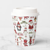 Gobelets En Papier motif d'animaux de Noël (Verso)