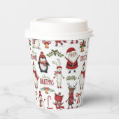 Gobelets En Papier motif d'animaux de Noël (Recto)