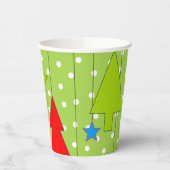 Gobelets En Papier Motif d'arbre de Noël vert et blanc (Gauche)