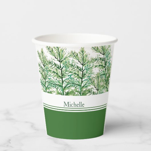 Gobelets En Papier Motif d'arbre peint à la main (Recto)