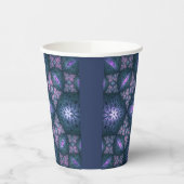 Gobelets En Papier motif d'art fractal 3D Turquoise violet rose (Gauche)
