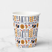 Gobelets En Papier Motif d'art populaire aux oiseaux d'automne (Droite)