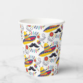 Gobelets En Papier Motif d'art populaire mexicain Sombreros, Moustach (Verso)