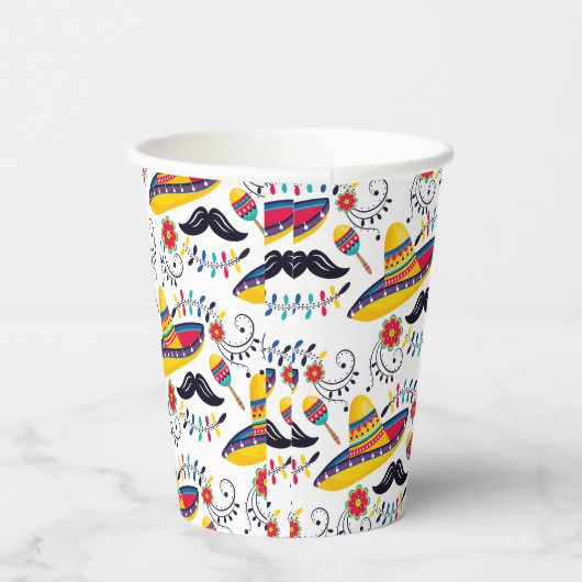 Gobelets En Papier Motif d'art populaire mexicain Sombreros, Moustach (Droite)
