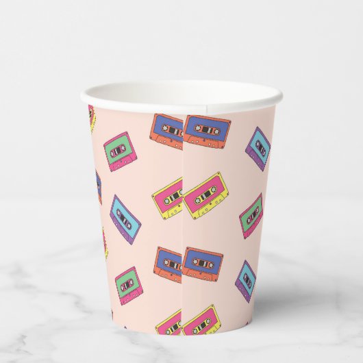 Gobelets En Papier Motif de bande audio Retro Neon (Droite)