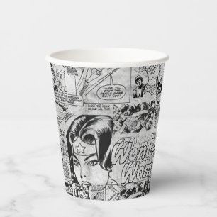 Gobelets En Papier Motif de bande dessinée vintage de Wonder Woman