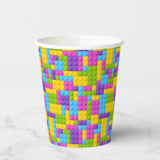 Gobelets En Papier Motif de blocs de construction en plastique (Gauche)