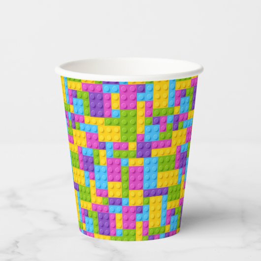 Gobelets En Papier Motif de blocs de construction en plastique (Recto)