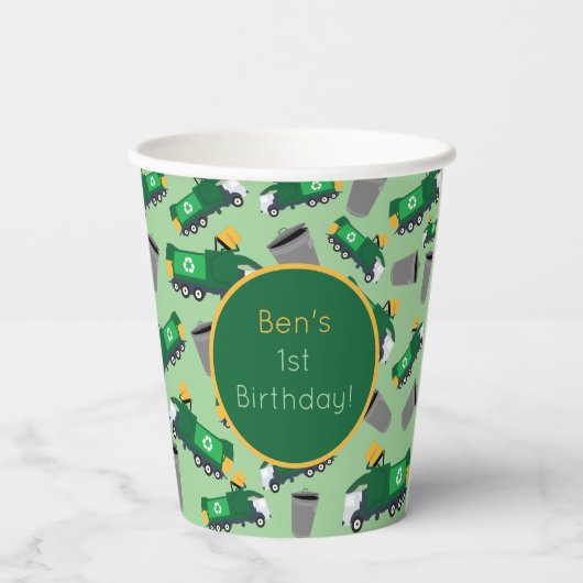 Gobelets En Papier Motif de camion-poubelle customisé (Verso)