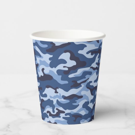 Gobelets En Papier Motif de camouflage bleu foncé (Verso)