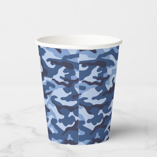 Gobelets En Papier Motif de camouflage bleu foncé (Droite)