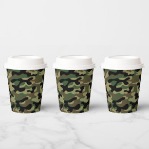 Gobelets En Papier Motif de camouflage de bois 