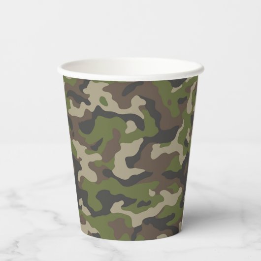 Gobelets En Papier Motif de camouflage vert (Verso)
