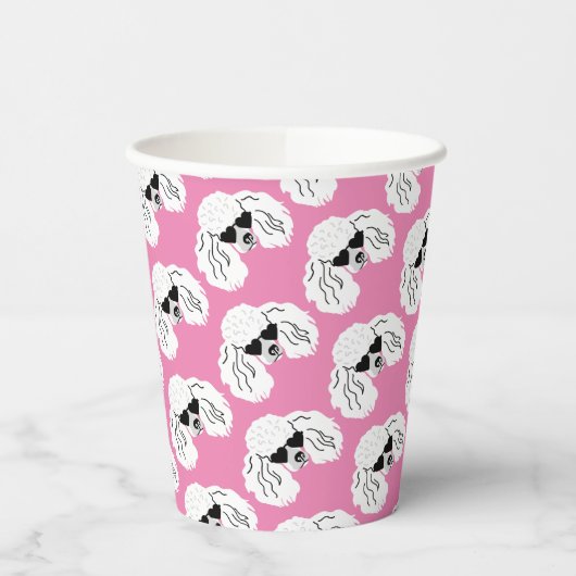 Gobelets En Papier Motif de caniche mignon rose (Gauche)