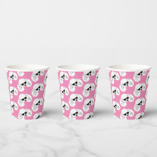 Gobelets En Papier Motif de caniche mignon rose