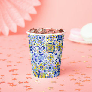 Gobelets En Papier Motif de carreaux portugais