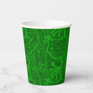 Gobelets En Papier Motif de carte à circuit imprimé vert