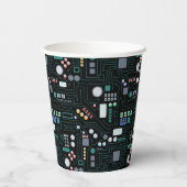 Gobelets En Papier Motif de carte de circuit informatique (Verso)