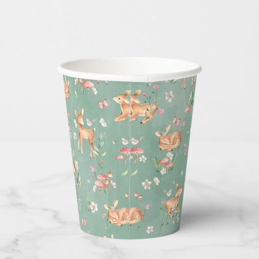 Gobelets En Papier Motif de cerfs à l'aquarelle (Droite)