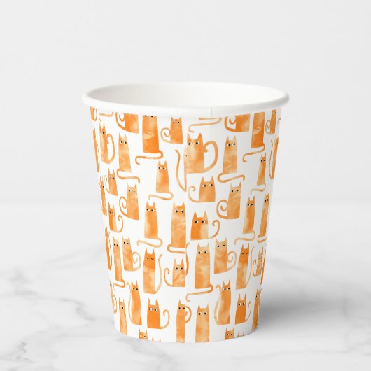 Gobelets En Papier Motif de chat orange amusant (Droite)