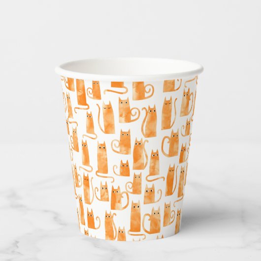 Gobelets En Papier Motif de chat orange amusant (Recto)