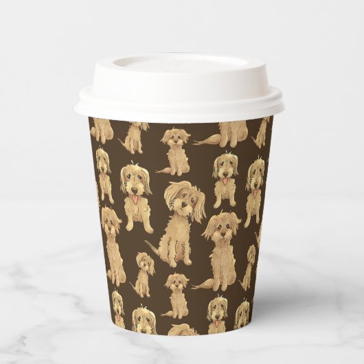 Gobelets En Papier Motif de chien Brown labradoodle doré (Gauche)