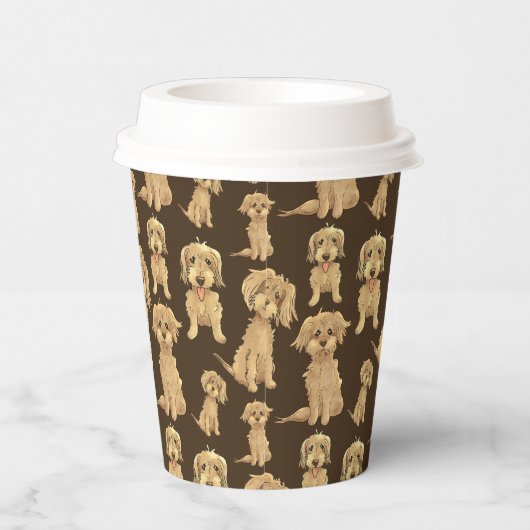 Gobelets En Papier Motif de chien Brown labradoodle doré (Droite)