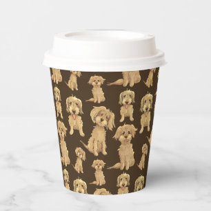 Gobelets En Papier Motif de chien Brown labradoodle doré