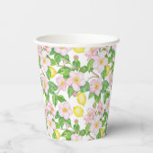 Gobelets En Papier Motif de citrons floraux roses (Verso)