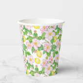 Gobelets En Papier Motif de citrons floraux roses (Recto)