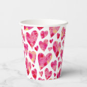 Gobelets En Papier Motif de coeur d'amour rose (Verso)